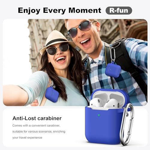for AirPods 2nd/1st Case Silicone Cover, Blue | Compatible with Apple AirPods 2nd/1st (2019/2016) Generation with Keychain & Cleaner Kit, Wireless Charging Compatible - color: E1-Blue