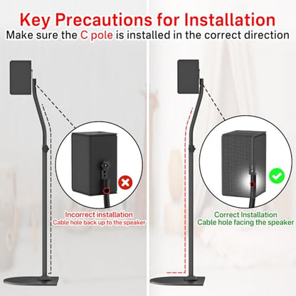 Speaker Stands Pair for Samsung HW-Q990F/Q990H/Q990C/Q990D Rear Speaker Stand with Wall Mount - Height Adjustable Speaker Floor Stands for Q Series Samsung Speaker Stands Pair with Keyhole&Thread Hole