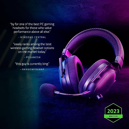 Razer BlackShark V2 Pro Wireless Gaming Headset, 70 Hr Battery, Black | Detachable Mic, Pro-Tuned FPS Profiles, 50mm Drivers, Noise-Isolating, Memory Foam Earcups, PC, PS5, Switch 2, Bluetooth 5.2 - color: Black, style: Gen 2