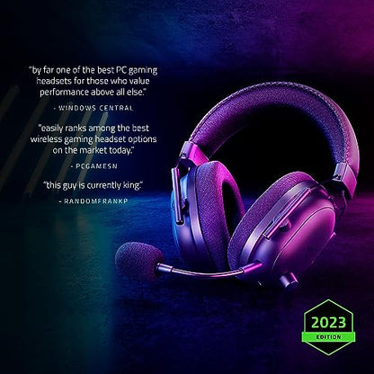 Razer BlackShark V2 Pro Wireless Gaming Headset, 70 Hr Battery, Black | Detachable Mic, Pro-Tuned FPS Profiles, 50mm Drivers, Noise-Isolating, Memory Foam Earcups, PC, PS5, Switch 2, Bluetooth 5.2 - color: Black, style: Gen 2