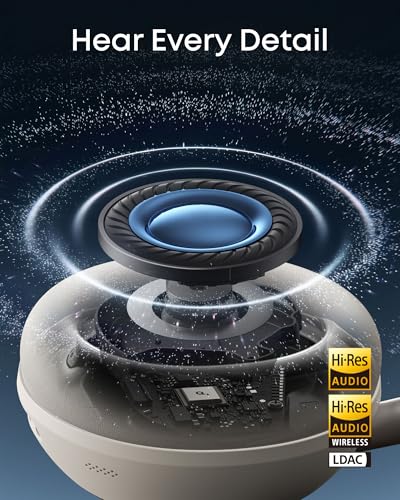 Soundcore Anker Space 2 Bluetooth 6.1 Over-Ear Headphones, Travel-Ready | Active Noise Cancelling, 50H Playtime, LDAC Hi-Res, Dual Connection, Clear Calls, Nap Mode, Wearing Detection, Fast Charging - color: Linen White