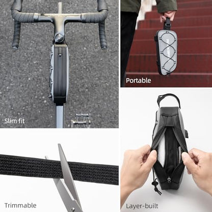 ROCKBROS Top Tube Bike Bag Water-Resistant 0.9L Narrow Slim High Reflective | 1.9in Width No Knee Rub, All-Over Reflective, Polyester Water-Resistant,Fits Phone, Wallet, Short Rides Commuting - color: STYLE 3