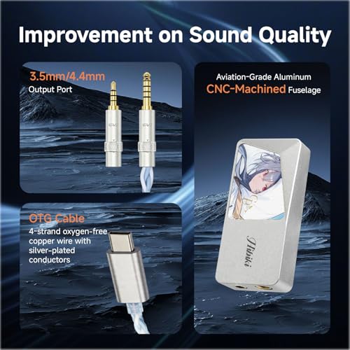 CVJ USB C Headphone Amp DAC Dongle 3.5mm Jack Audio Portable Amplifier | Dual Output DSD 256, 4.4mm Balanced, High Res 32bit/384kHz, ES9039Q2M Chip for iPhone 15 Pro Max Plus iPad Android Phone - color: Sliver
