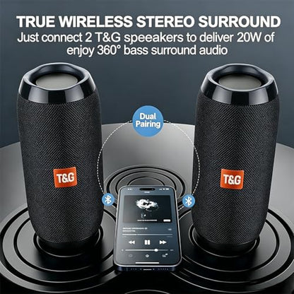 T&G TG Portable Bluetooth Speaker, IPX4 Waterproof Wireless Speaker,Black - color: Black