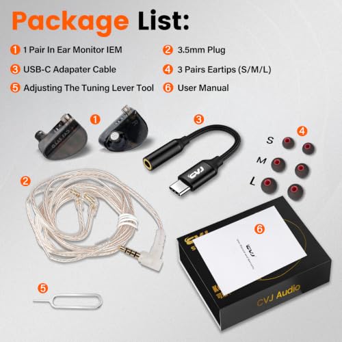 2DD+1BA HiFi IEM with 3.5mm+USB C,Wired Gaming Earbuds,in Ear Monitor Headphones,Noise Isolating,Deep Bass/Rich Mids/Clear Highs Earphone for Apple iPhone/IPad/Mac/PC/Laptop/Xbox/PS5/Switch(No Mic) - color: Light Black