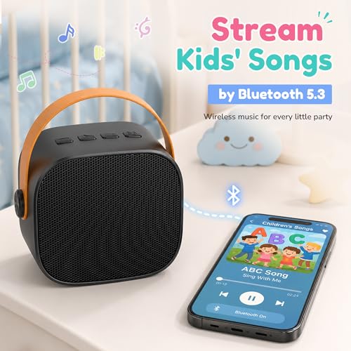 Karaoke Machine for Kids Boys, 2 Mics with Voice Changer, Black | Rechargeable,Portable,Bluetooth,TF Card,Headphone Jack,Sing Toy,Gift for Boys