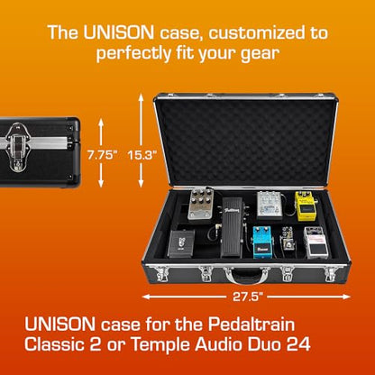 ANALOG CASES Pedaltrain Classic 2 / Temple Audio DUO 24 Hard Case | Ultra-Lightweight and Durable Aluminum Case, Die-Cut Foam Padded Interior With Cable Storage Space, Comfortable Padded Handle