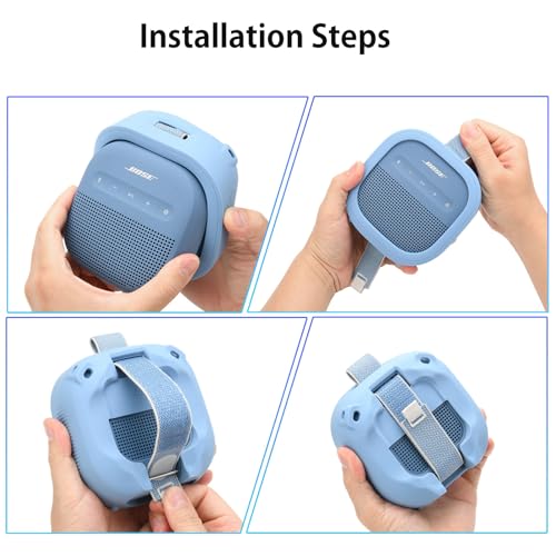 for Bose SoundLink Micro Portable Speaker (2nd Gen) Case-Skin-Friendly Wristband Strap, Full-Body Protective Cover, Waterproof & Scratch Resistant, Shockproof Protective Sleeve (Black)