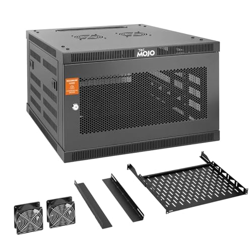 Tecmojo 6U Wall Mount Rack Cabinet, Heavy-Duty 176 Lbs High Load Capacity, 19” Enclosed Server Network Rack with Mesh Door, 23.6” Deep – Elite Collection - size: 6U/23.6in Depth/Mesh Door