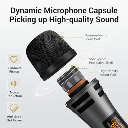 TONOR Wireless Microphones System, Handheld Microfono Inalambrico, Gray | 4x10 Channels Cordless Mics, 60 m/200FT UHF Range with Stable Signal Transmission for Karaoke Singing Party Church Wedding - style: 4 Handheld Mics Grey