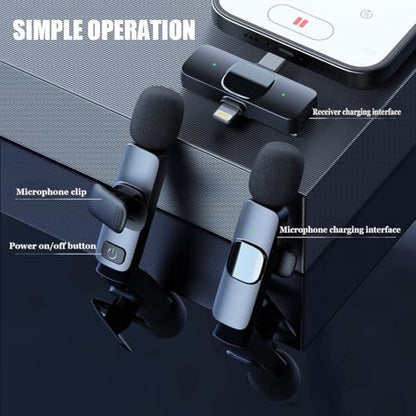Wireless Microphone for iPhone/Android/PC/Tablets,Wireless Lavalier Microphone with USB-C/Lightning Plug, Video Recording - Clip on Microphones for YouTube Tiktok Podcast Vlogging