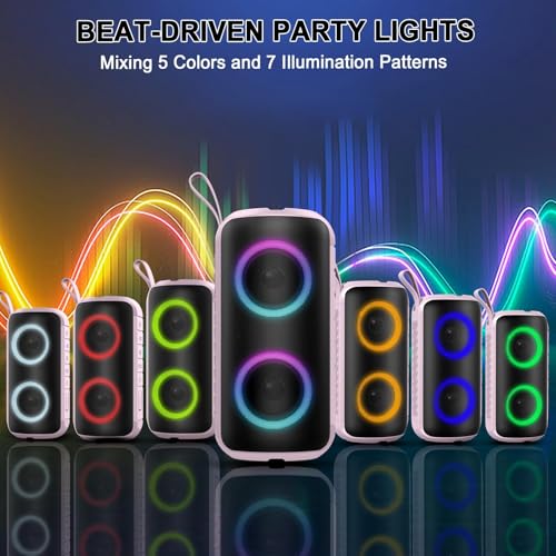 Hupoaf Bluetooth Speaker, 2025 New Portable Wireless Speaker with 6D Loud Sound, IPX7 Waterproof, HD Call, RGB Lights, 12H Playtime for Home/Party/Outdoor/Beach, Electronic Gadgets, Birthday Gift - color: Rose Gold