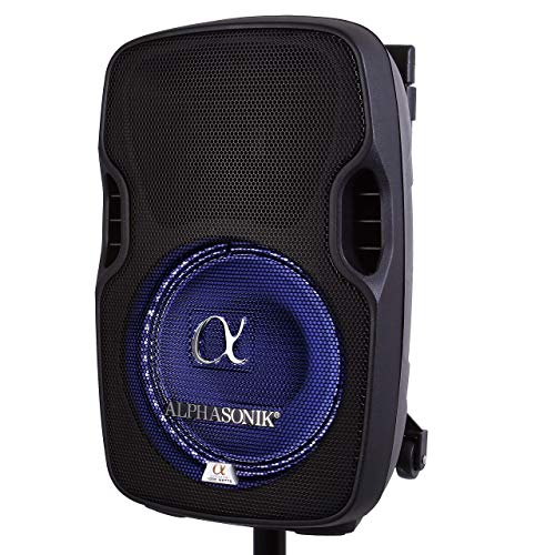 10" Portable Rechargeable Battery Powered 1000W Pro DJ Amplified Loud Speaker with 2 Wireless Microphones Echo Bluetooth USB SD Card Aux MP3 FM Radio PA System LED Ring Karaoke Tripod Stand - style: 10” with Rechargeable Battery