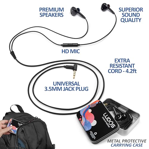 LUDOS NOVA Wired Earbuds in-Ear Headphones, 5 Year Warranty, Earphones with Microphone, 3.5mm Plug-in Ear Buds Calls Compatible with iPhone, Laptop, Computer, School Students, Kids, Women, Small Ears