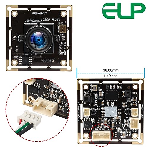 ELP H.264 1080P USB Camera Module with Microphone 3.6mm Wide Angle Webcam | FHD PC Camera for Computer & Laptop, UVC USB2.0 Lightburn Camera for Laser, Home Security, Embedded Machine Vision, Robotics - size: 3.6mm lens