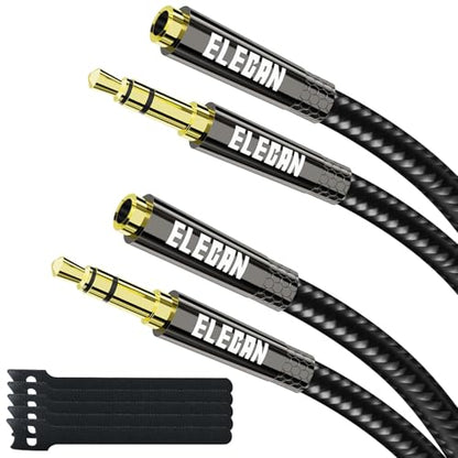 Headphone Extension Cable 7 Ft/2 Pack, 1/8 Inch 3.5 MM AUX Cord Wire Male to Female, Hi-Fi Sound Thin&Slim Braided TRS Stereo Audio Beats Cable Extender for Car,Home Stereos, Speaker,Phones - size: 7FT-2PK