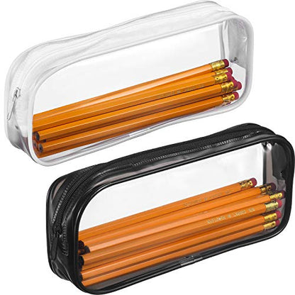 Tatuo 4 Pieces Clear PVC Bags Big Capacity Zipper Pencil Pouch Case Travel Luggage Makeup Cosmetic Bag(Black and White) - color: Black and White