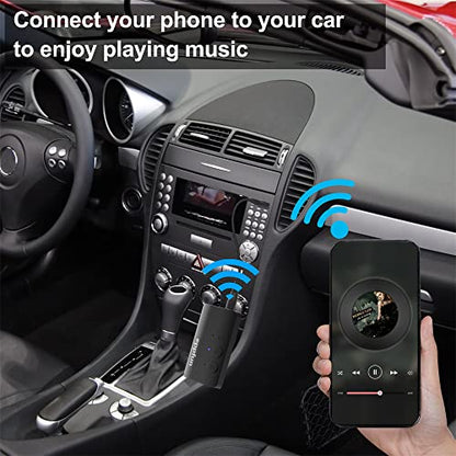 Bluetooth 5.2 Transmitter Receiver, Noise Cancelling 3.5mm AUX Bluetooth Car Adapter, Aptx Adaptive/HD Audio, Wireless HiFi Audio Receiver for Home Stereo/Headphones/TV/Car/Airplane