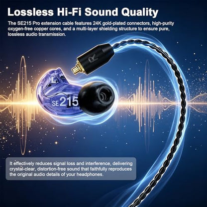 SE215 Cable Compatible with Shure SE215, SE215 Pro, SE315, SE425, SE425 Pro, SE535, SE846, UE900 Earbuds, MMCX to 3.5mm Cable for PS4, PS5, Tablets, Laptops, Smartphones (No Mic)
