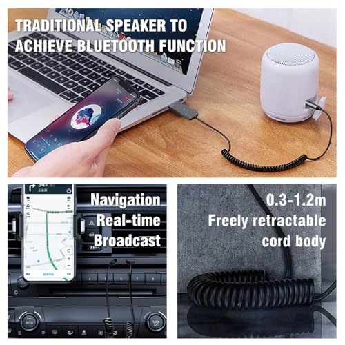 Aux Bluetooth Adapter 5.3 with Built-in Microphone Receiver ﻿ - size: T07