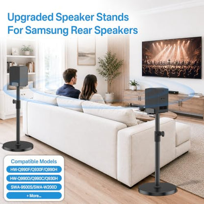 Heavy Duty Speaker Stand Pair for Samsung Q990H/Q990F/Q930F/Q990D/SWA-9500S | For Width 5"–11" Samsung Speaker Stands, Tool-Free Height Extend 33.5"–40.5", Adjustable Dual Side Clamp, Built-in Cable Mgmt - style: Speaker Floor Stand
