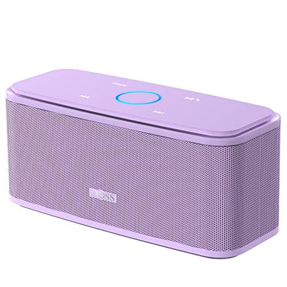 DOSS SoundBox Touch Wireless Bluetooth Speaker-12W HD Sound with Rich Bass | Portable & Small Design, IPX5 Waterproof, 20H Playtime, Handsfree, House, Office Desktop, Bedroom, Indoor Use, Purple - color: Purple