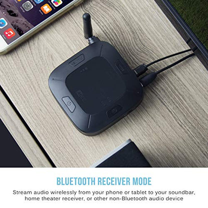 MEE audio Connect Hub Bluetooth Transmitter/Receiver with Audio Pass-Through for TV/Home Stereo with 3.5mm Jack/AUX/RCA/Optical Input; USB Multi-stream Bluetooth Adapter for Dual Headphones/Speakers - style: TV Transmitter + Receiver