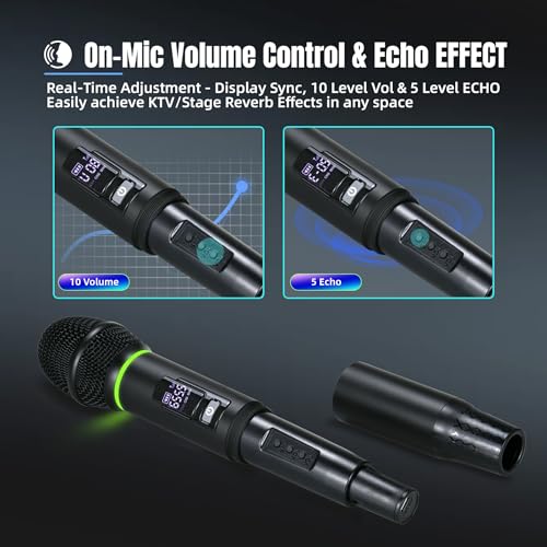 Wireless Karaoke Microphone with RGB LED, 2-Pack