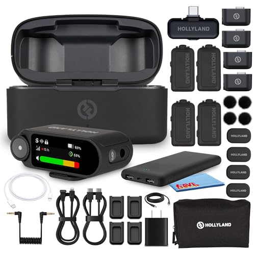 Hollyland Lark MAX 2 Combo 4-Person Wireless Microphone System Bundle with Cables, 2.4GHz Mic Kit for Camera and Phone - style: Combo (4 TX + Camera RX)