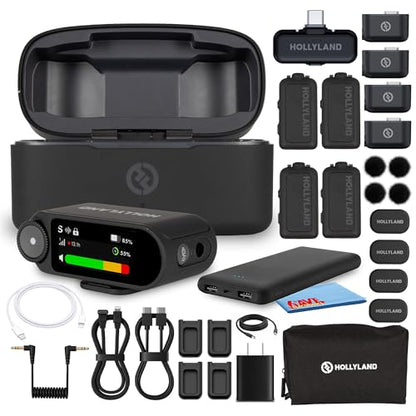 Hollyland Lark MAX 2 Combo 4-Person Wireless Microphone System Bundle with Cables, 2.4GHz Mic Kit for Camera and Phone - style: Combo (4 TX + Camera RX)