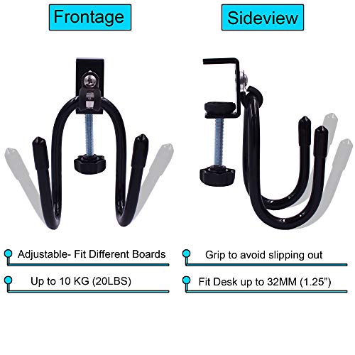 YYST Desk Mount Clamp-On Bag Holder Hook Backpack Hanger Portable for Backpack, Handbag, Purse, Laptop Bag, Tote Bag, Messenger Bag,Table Desk, Under Counter (20 lb. Capacity) (1)