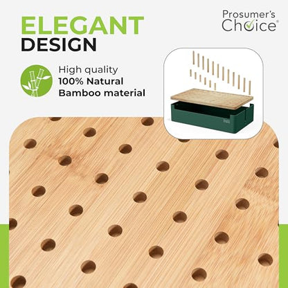 Prosumer's Choice Bamboo Charging Station - Multi Charger Station Organizer - Desk Docking Station for Phones, Tablets, Laptop - Wooden Charging Station with Removable Dividers - Cables Not Included - color: Metal & Bamboo Green
