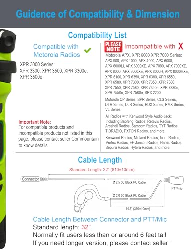 Commountain Earpiece for Motorola Radios R5, XPR 3500e, XPR 3300e