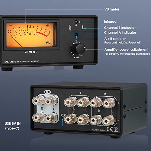 Douk Audio VU102 2 Zone Speaker Selector Box Amplifier Switch with VU Meter and Remote Control for Home Stereo System Studio Sound Comparison
