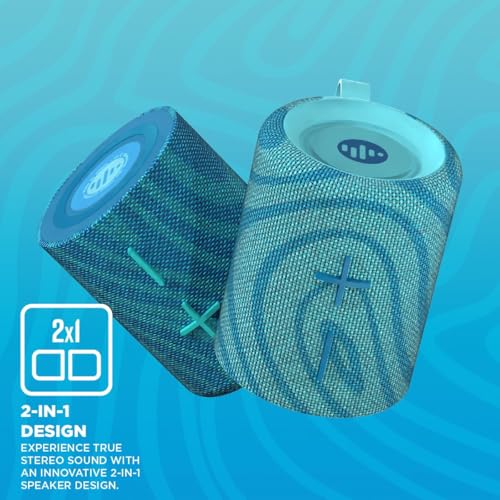 Stromberg Twin 2-in-1 Mini Portable Bluetooth Speaker, 10W (5W per Speaker), 11-Hour Playtime, Magnetic, Sky Blue and Blue - color: B - Blue