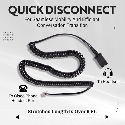 Headset Adapter U10, 26716-01 to Connect Cisco Phones' RJ9 Modular Jack for Plantronics H Series Quick Disconnect Headsets - size: U10, Cisco Phone RJ9