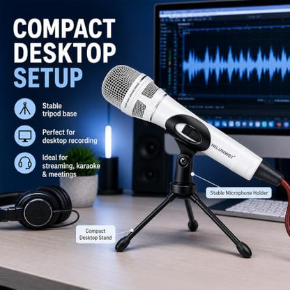 YS-36D Dynamic Microphone - Premium Vocal Microphone, cardioid directional wired microphone, with 14 foot XLR to 1/4 inch audio cable, desktop tripod, extension rod, microphone storage bag (White) - color: White