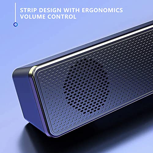 Wired Computer Speaker with Volume Control, USB Powered | Slim Soundbar for Desktop PC, Laptop, Monitor, 3.5mm Audio Input, Plug and Play