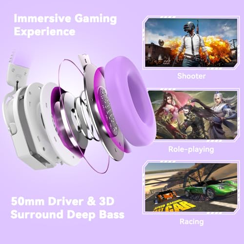 IMYB A88 Gaming Headset with Mic for Ps5, Pc, Xbox One Series X/s, Ps4, Switch, Stereo Wired Noise Cancelling Headphones with Microphone for Computer, Laptop, Mac, Nintendo, Games (Purple) - color: Purple