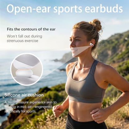 Open Ear Clip-On Earbuds, Starry Blue | Bluetooth 6.0, Dual 11mm Drivers, Silicone Air Cushion, ENC Noise Cancelling Mic, IPX6 Waterproof, 42H Playtime