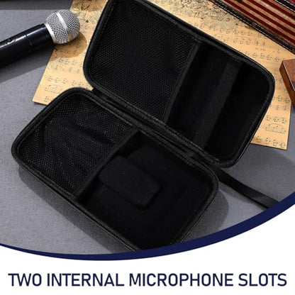 Wireless Microphone Carrying Case, Dual Mic Storage Bag with Receiver