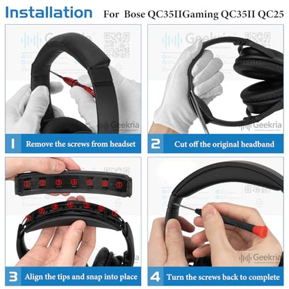 Geekria Headband Pad Compatible with Bose QuietComfort 35 ii Gaming, QC35II/ QC35/ QC45/ QCSE Headphones, Replacement Band Repair Part (Dark Blue) - color: Dark Blue