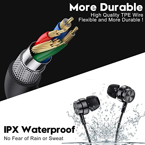 Yatloml Wired Earbuds with Microphone, in Ear Headphones Wired with Heavy Bass Noise Isolation Magnetic Earphones Cord Plug in Laptop Tablet MP3 Phones and All 3.5mm Jack Devices - color: Black