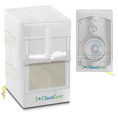 Two White Waterproof 600D Outdoor Speaker Covers for C-Bracket Mounted Speakers – Fits Yamaha NS-AW150, Polk Audio Atrium 5 (Max Dimensions: H 12.8" x W 7.9" x D 8.9") - size: Compact