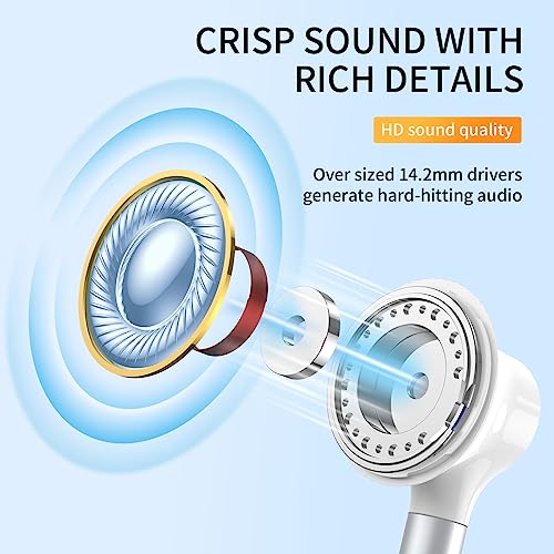BENEWY Wired Earbuds 3.5mm Magnetic Earphones with Microphone Headphones | Noise lsolating, Clear Stereo, Ergonomic Design for iPhone, iPad,Smartphone, MP3 Players, Laptops and Other Audio Devices - color: White