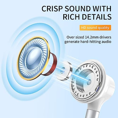 BENEWY Wired Earbuds 3.5mm Magnetic Earphones with Microphone Headphones | Noise lsolating, Clear Stereo, Ergonomic Design for iPhone, iPad,Smartphone, MP3 Players, Laptops and Other Audio Devices - color: White
