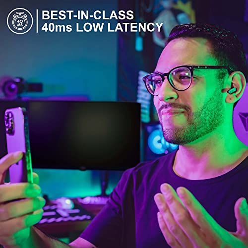 New Soul S-Play Bluetooth Wireless Earbuds | 40ms Low Latency, Gaming, and Entertainment In-Ear Headphones with Microphone | Water Resistant, Wireless Charging Case, 28 Hours of Playtime | Omega Black