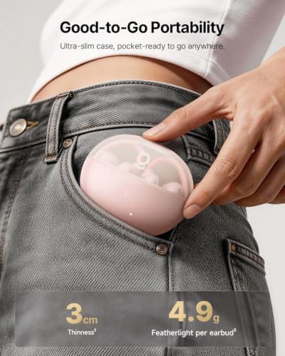 Baseus Bowie MC2 Air Open Ear Clip-on Earbuds, CloudComfort Air Cushions for Workout Running, 11mm Drivers Super Bass 2.0, IP67 Waterproof, 40H Playtime, Flexible Secure Fit Earbuds - color: Pink