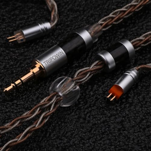 Linsoul TRIPOWIN C8 8-Core Silver Copper Foil Braided Earphone Upgrade Cable, in Ear Monitor Cable, Tinsel Silver Copper Wire, with 3.5mm Audio Jack for Musicial Audiophile(Without Mic, 2pin 0.78mm) - style: Without Mic 2pin