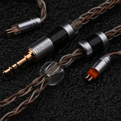 Linsoul TRIPOWIN C8 8-Core Silver Copper Foil Braided Earphone Upgrade Cable, in Ear Monitor Cable, Tinsel Silver Copper Wire, with 3.5mm Audio Jack for Musicial Audiophile(Without Mic, 2pin 0.78mm) - style: Without Mic 2pin